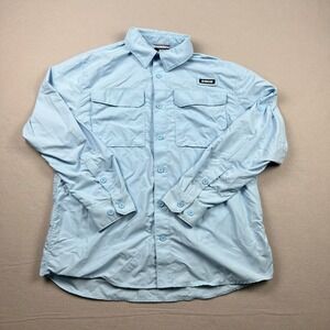 Alaskan Hardgear Mens Large Blue Relaxed Fit Fishing Shirt Utility Pockets Nylon